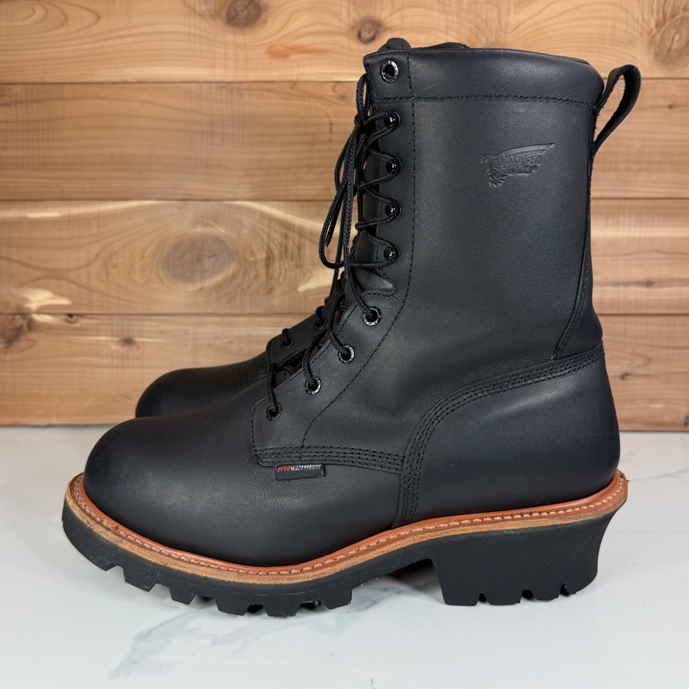 Red Wing Logger Boots Black Waterproof Steel Toe 400g Thinsulate 4416 Mens 9 E2 - Picture 2 of 16
